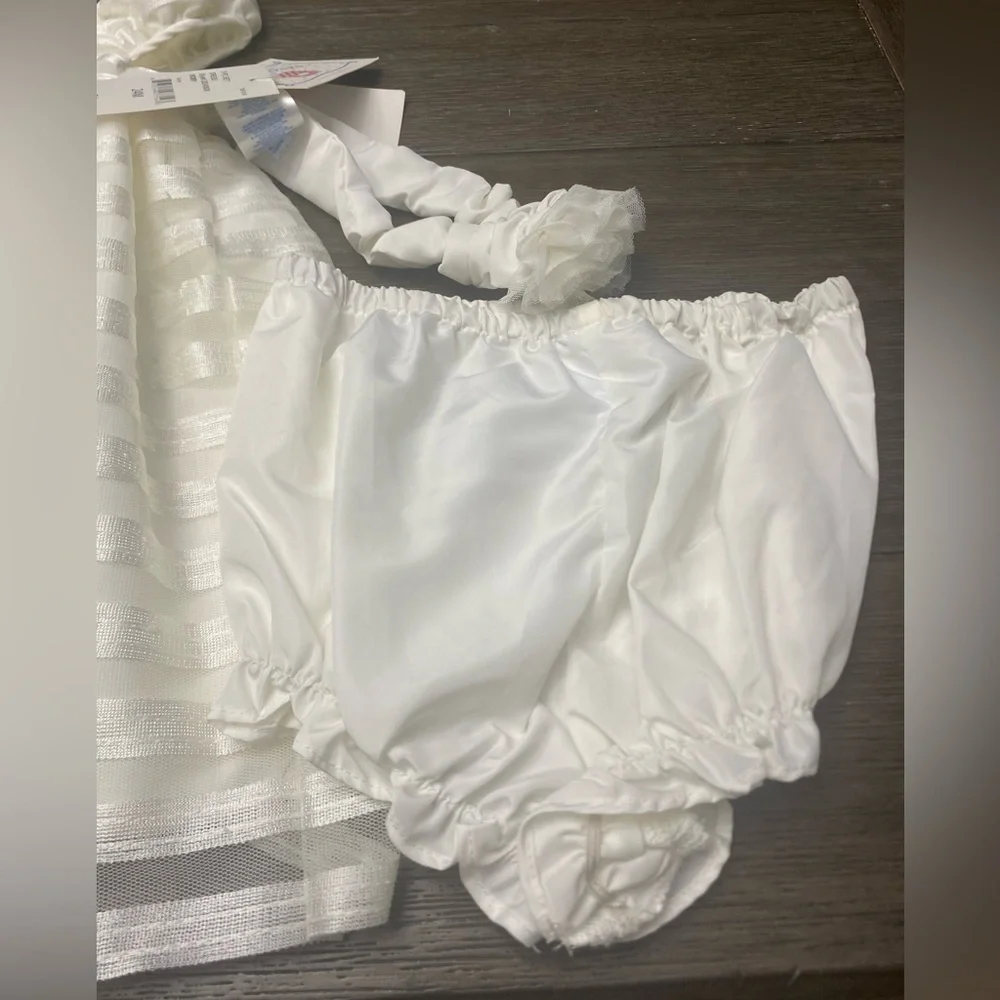 Marmellata Girls Dress 24M Ivory Set Shorts Headband Ruffles Lined Short Sleeve
